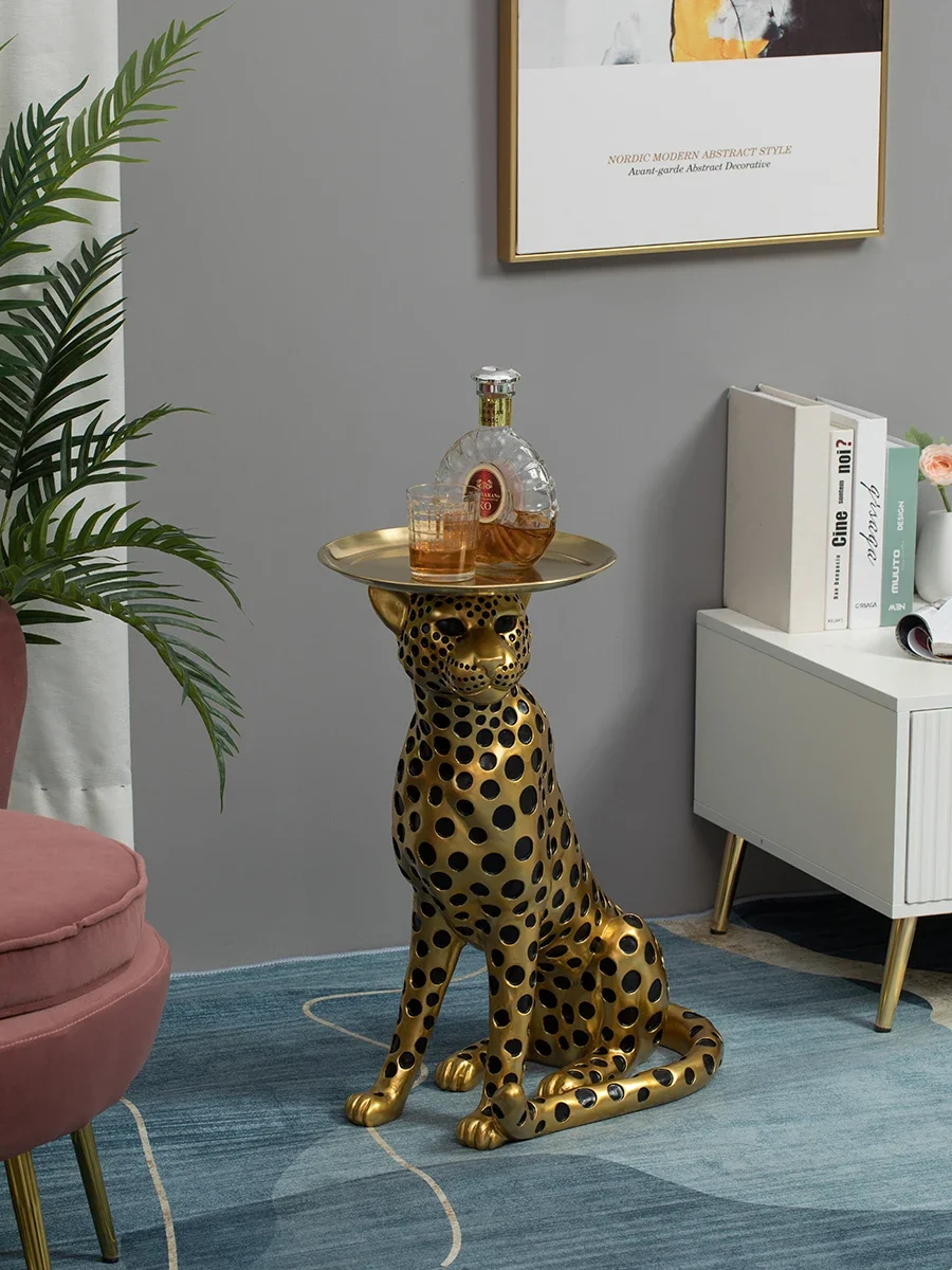 

Lucky Large Floor Leopard Luxury Living Room Ornament Tray Storage Sculpture Animal Statue Nordic Home Accessories Aesthetic Gif