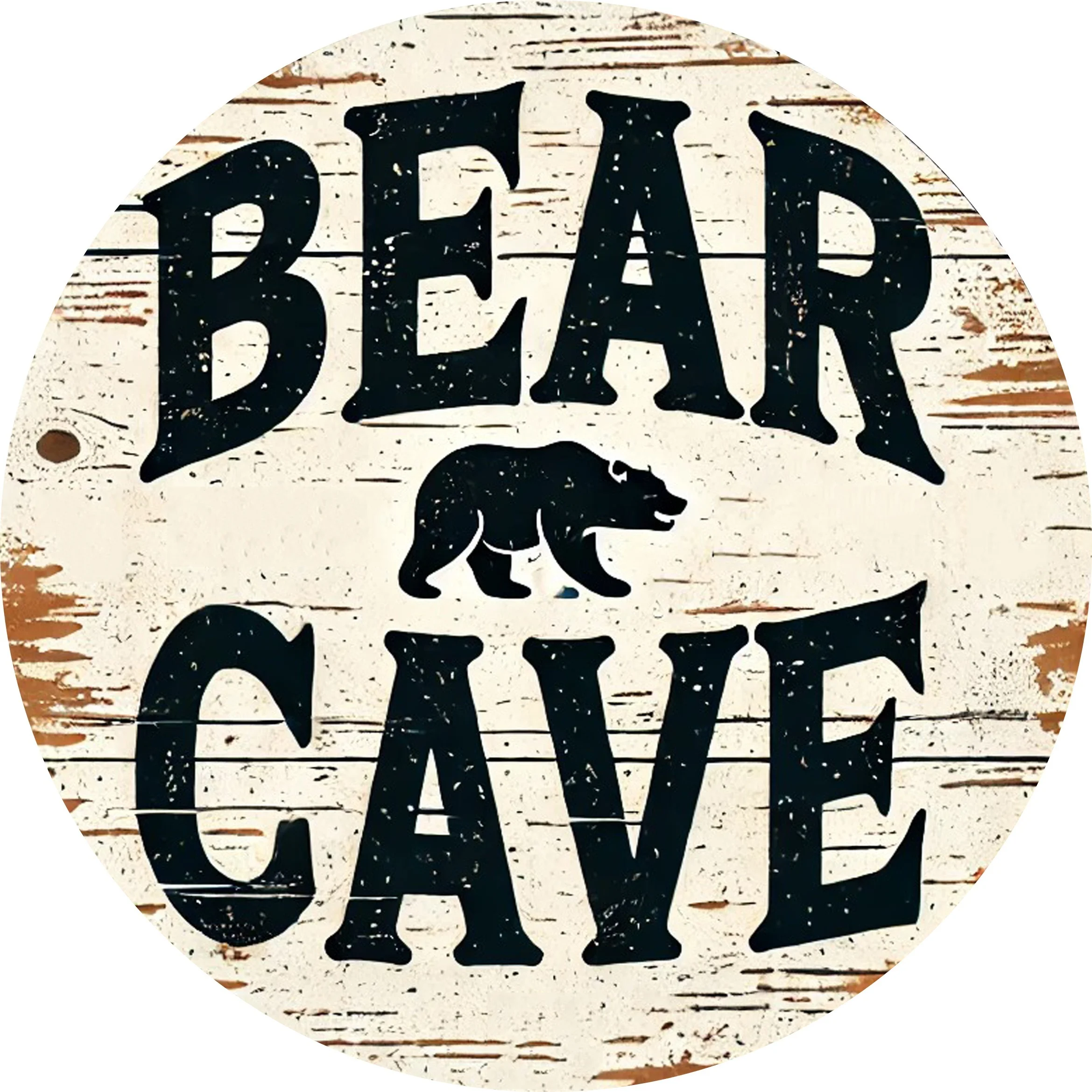 8x8 Retro Bear Cave Wall Art | Sturdy Metal Sign with Rustic Bear Silhouette for Bedroom, Kitchen, Dining Room & Bar Decor | Eas
