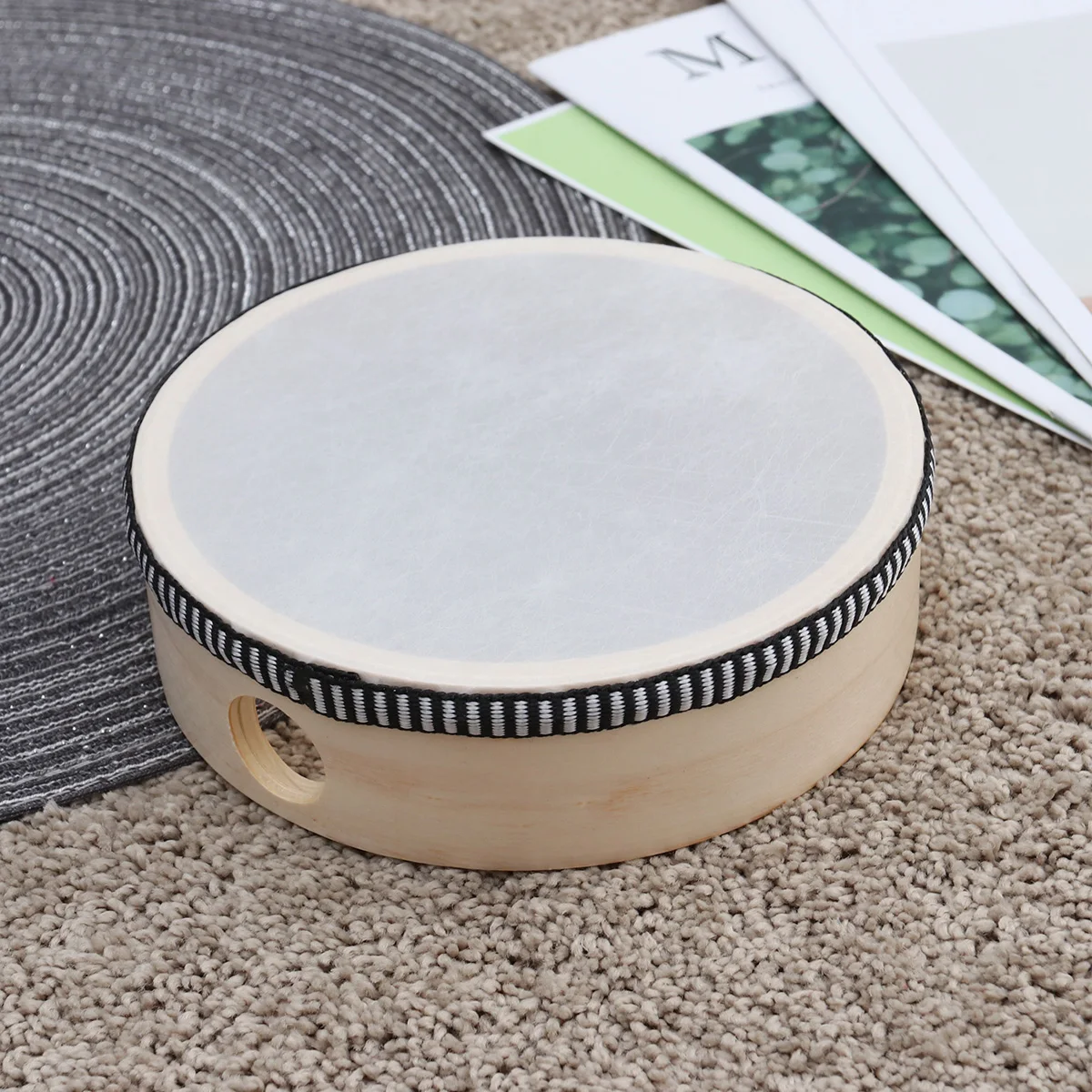 طبلة يد خشبية للأطفال لعبة الدف الأطفال آلة موسيقية أداة عقد قرع آلات الأطفال المحمولة الطفل