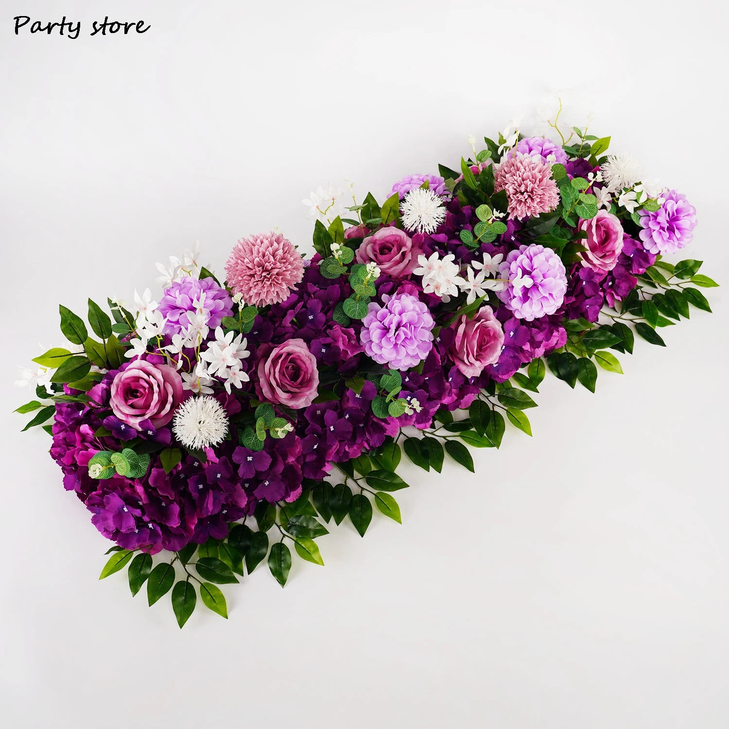 

Artificial Wedding Flower Decor Wall Iron Arch Backdrop Decor Supplies Artifical Purple Rose Row Table Centerpiece Arrange Props