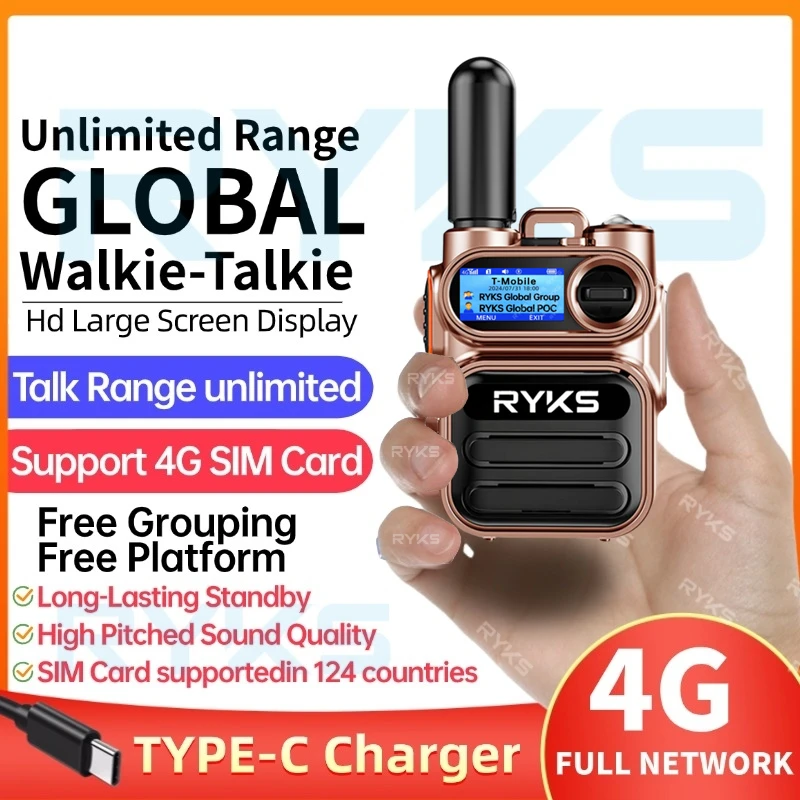 Walkie Talkie 4G POC Radio Ptt 100KM 200KM 5000KM Long Range Communication Global GSM Handy Talky SIM Card World full band