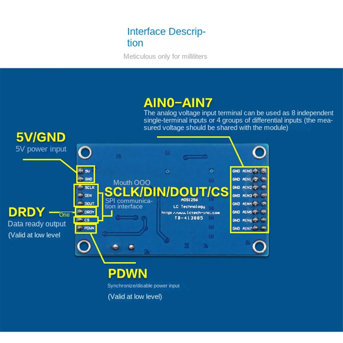 ADS1256 24-Bit 8-Channel Adc Ad Module High-Precision Adc Multifunction Acquisition Data Acquisition Card Module