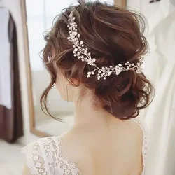 Accesorios para el cabello de boda, cinturón de cabeza de vid de perlas de cristal, adornos nupciales, joyería de moda, tocado de novia, diademas, accesorio