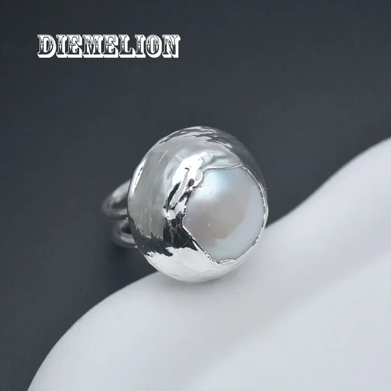 Round Natural Freshwater Pearl Rings for Women Silver Color Personality Fashion Noble Custom Female Ring Fine Jewelry