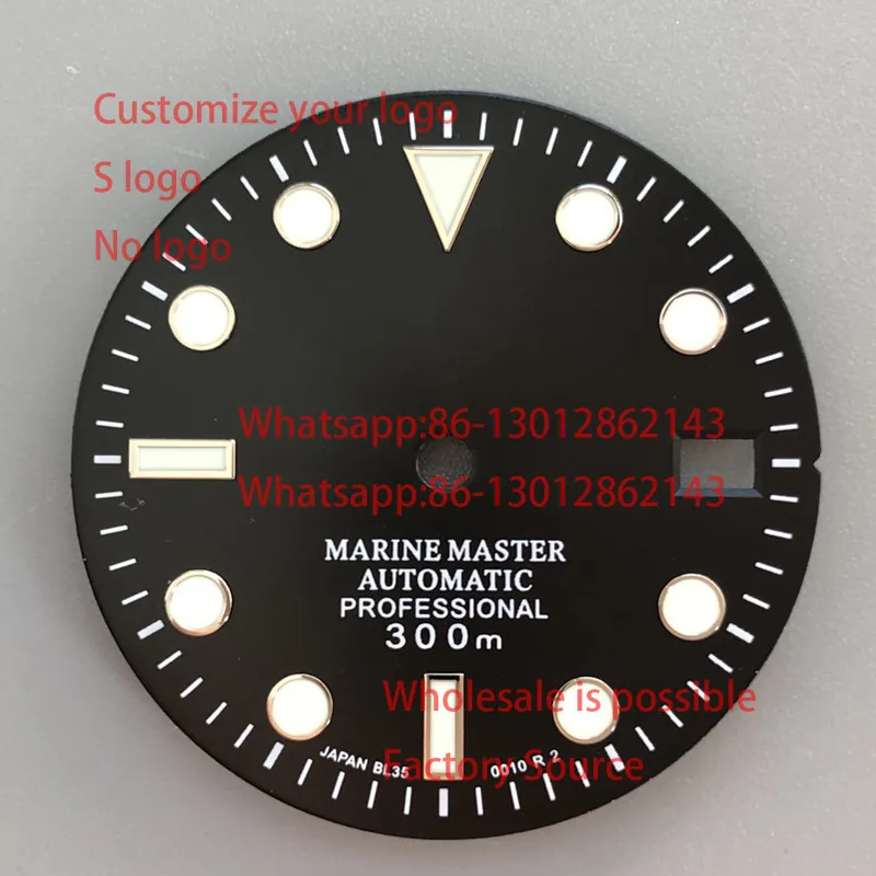 Personalizado No15 mostrador preto verde lume 28,5 mm tem outra cor azul verde branco cinza ajuste movimento nh35 e coroa 3.0 e 3.8