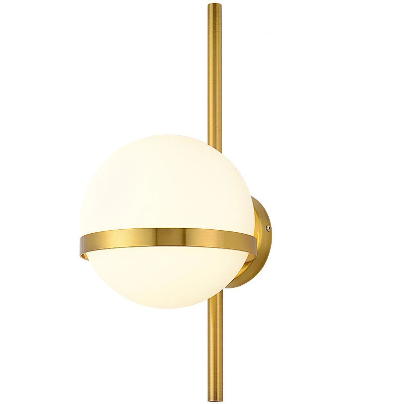 Modern Moon Glass Wall Lamp, Gold E27 3CCT LED Sconce Living Room Bedroom Hallway, Nordic Minimalist Indoor Lighting