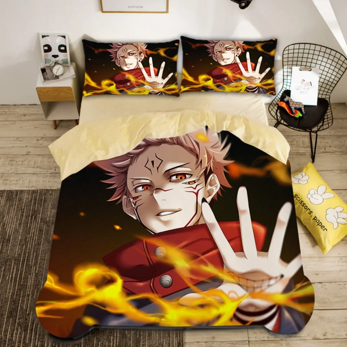 Japan Anime Jujutsu Kaisen Bedding Set Boys 3D Printed Duvet Covers with Pillow Case Twin Queen King Single Size