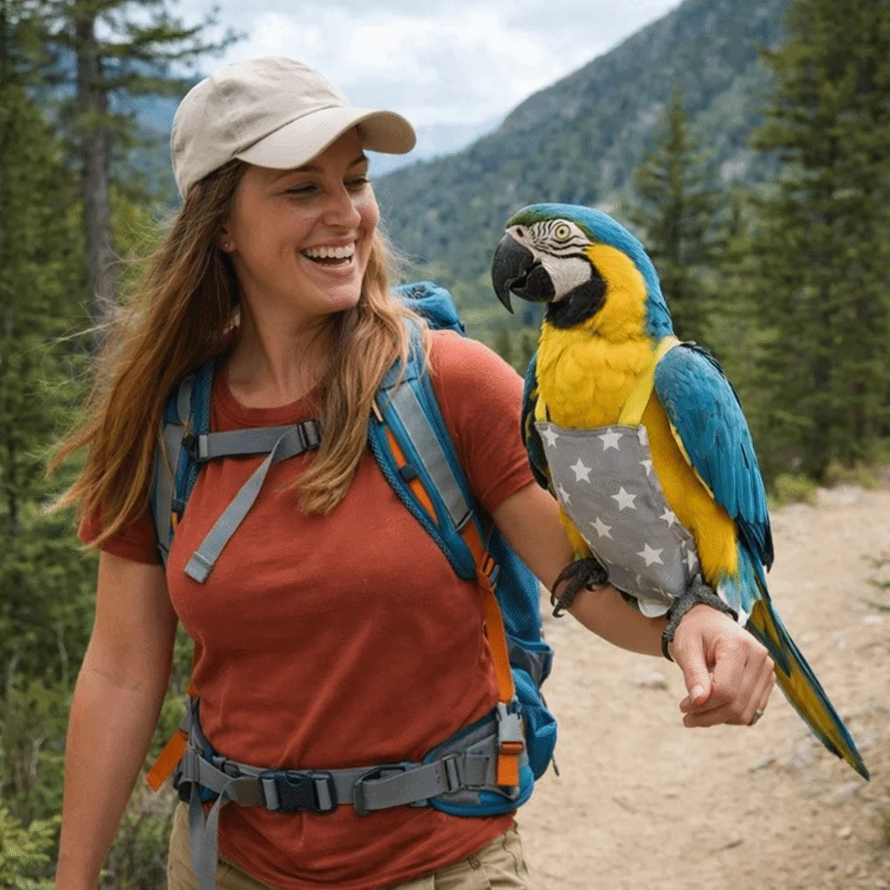 Adjustable Bird Flight Suits Escape Proof Feces Pocket Parrot Flying Harness Breathable Parrot Outdoor Leashes Bird Training view 5