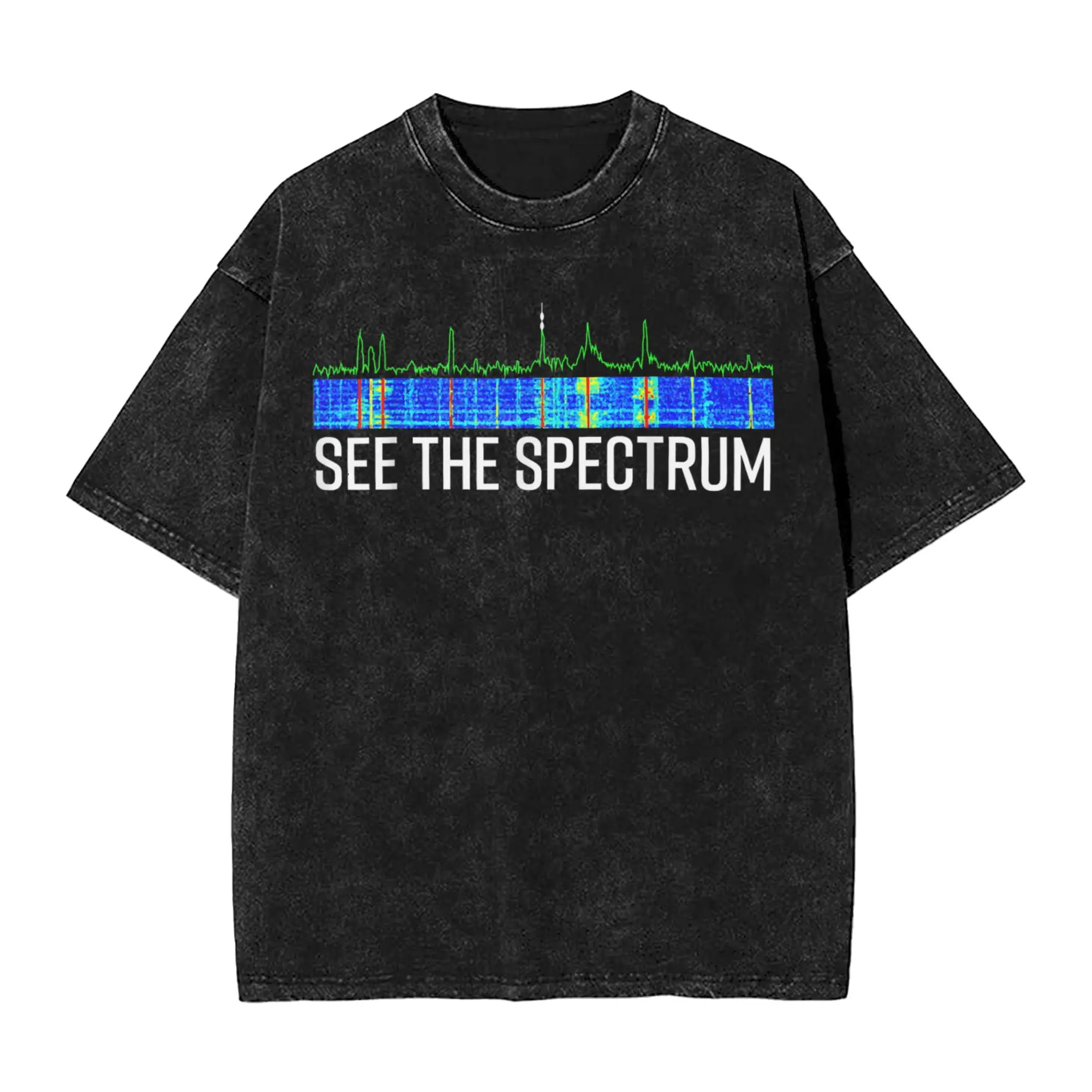 

Men T-Shirt See the Spectrum Analyzer Waterfall Display Funny HAM Radio Washed T Shirts Hippie Summer Tees Y2K Retro Clothes