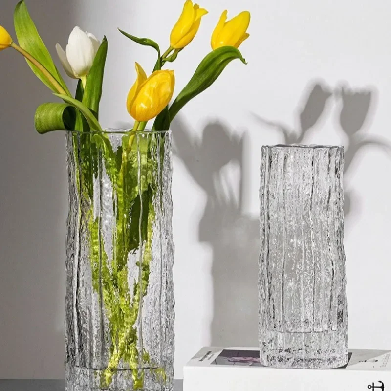 Nordic Transparent Glass Living Room Vase Simple Creative Art Bedroom Tabletop Vases Classic Design Modern Home Decoration