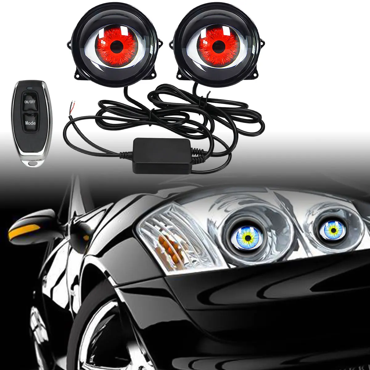 Universal Car Motorcycle Demon Eye LED Headlight Lens Eagle Eye Light Modified Lens Headlight Multi-Mode