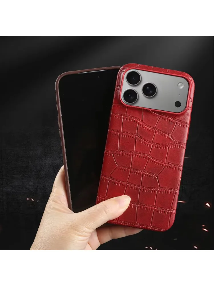 Wysokiej jakości etui ze skóry krokodyla do iPhone 18, 17 Pro Max, 16, 14, 15 Plus, 16e, 13, 12 Mini, 11, 7, 8, XR, XS Max – tylna obudowa na telefon. — zdjęcie produktu 7