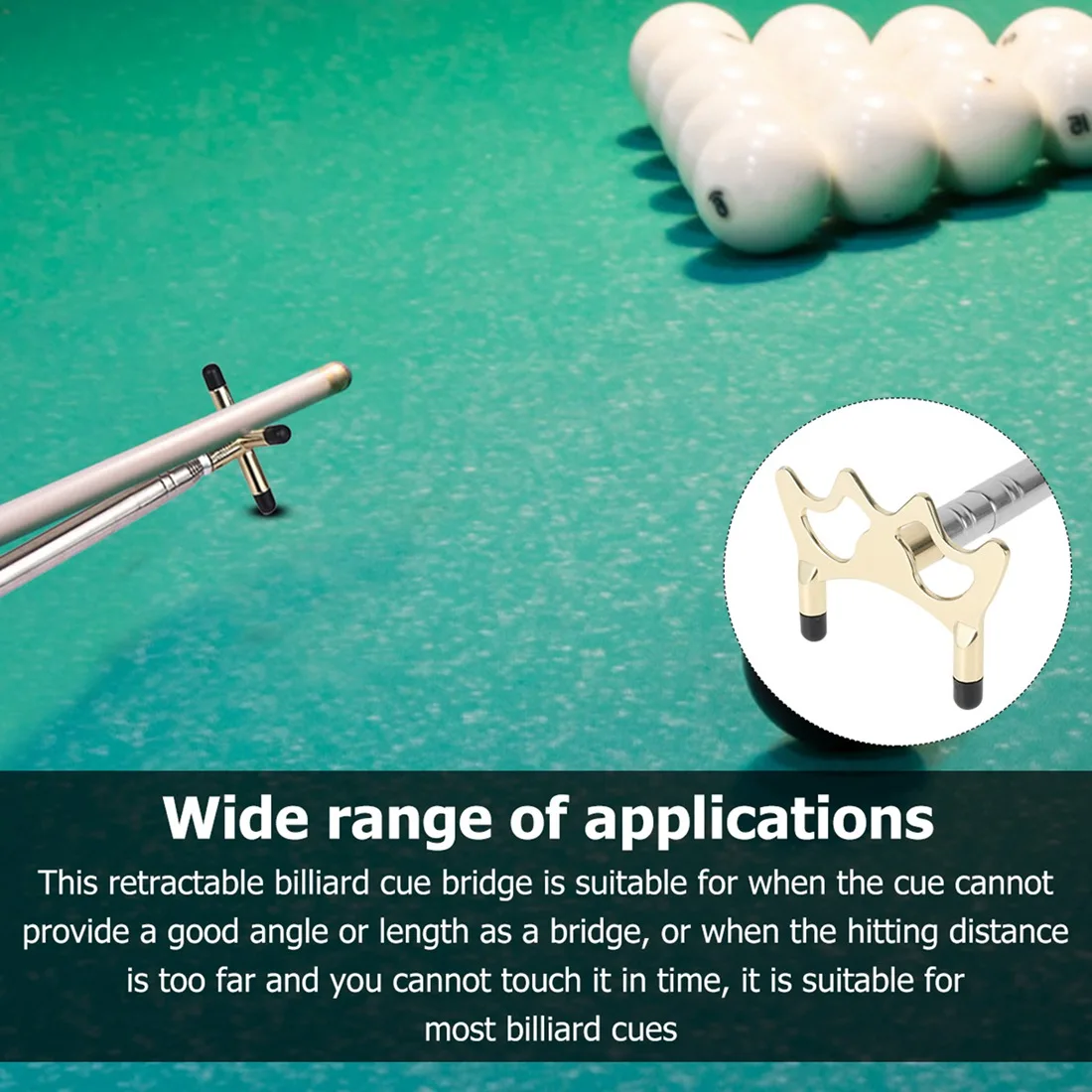B48B-Retractable Cue Stick With Replaceable Bridge Head For Billiards Pool Table 12.8-60