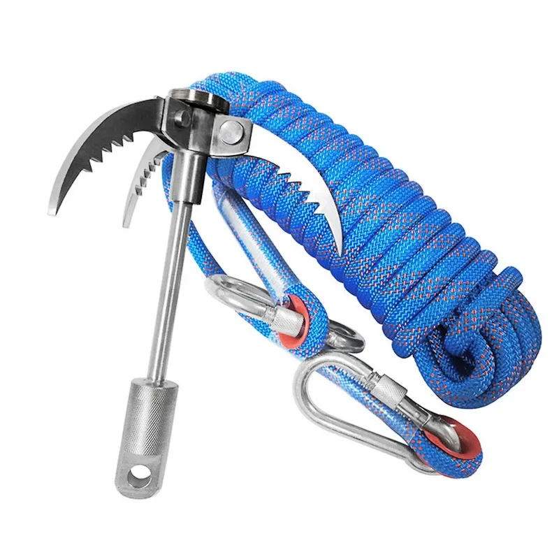 Outdoor stainless steel, flying tiger claw wild climbing, mountaineering hook, folding survival hook three claws