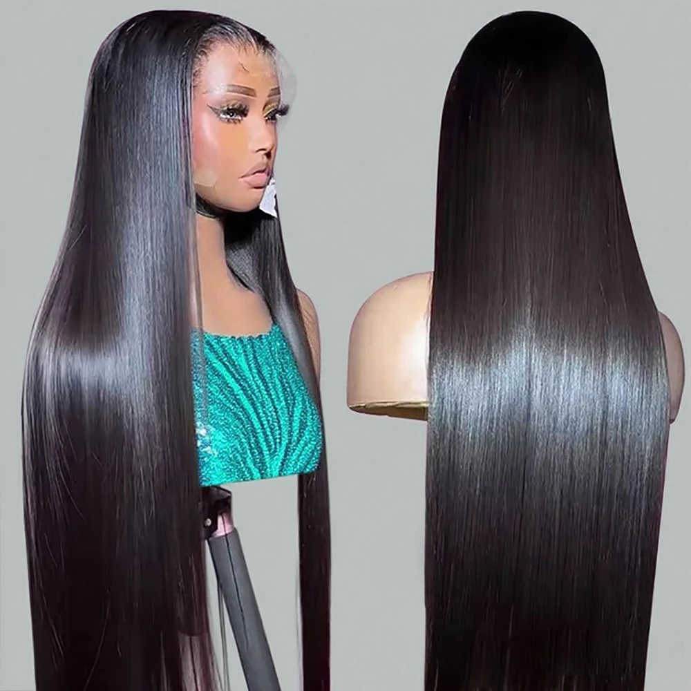 13x6 شعر مستعار بدون صمغ 250% العظام شعر طبيعي مفرود شعر مستعار غير المجهزة أسود طويل مستقيم الدانتيل شعر مستعار أمامي قبل قطعها للمبتدئين ودية