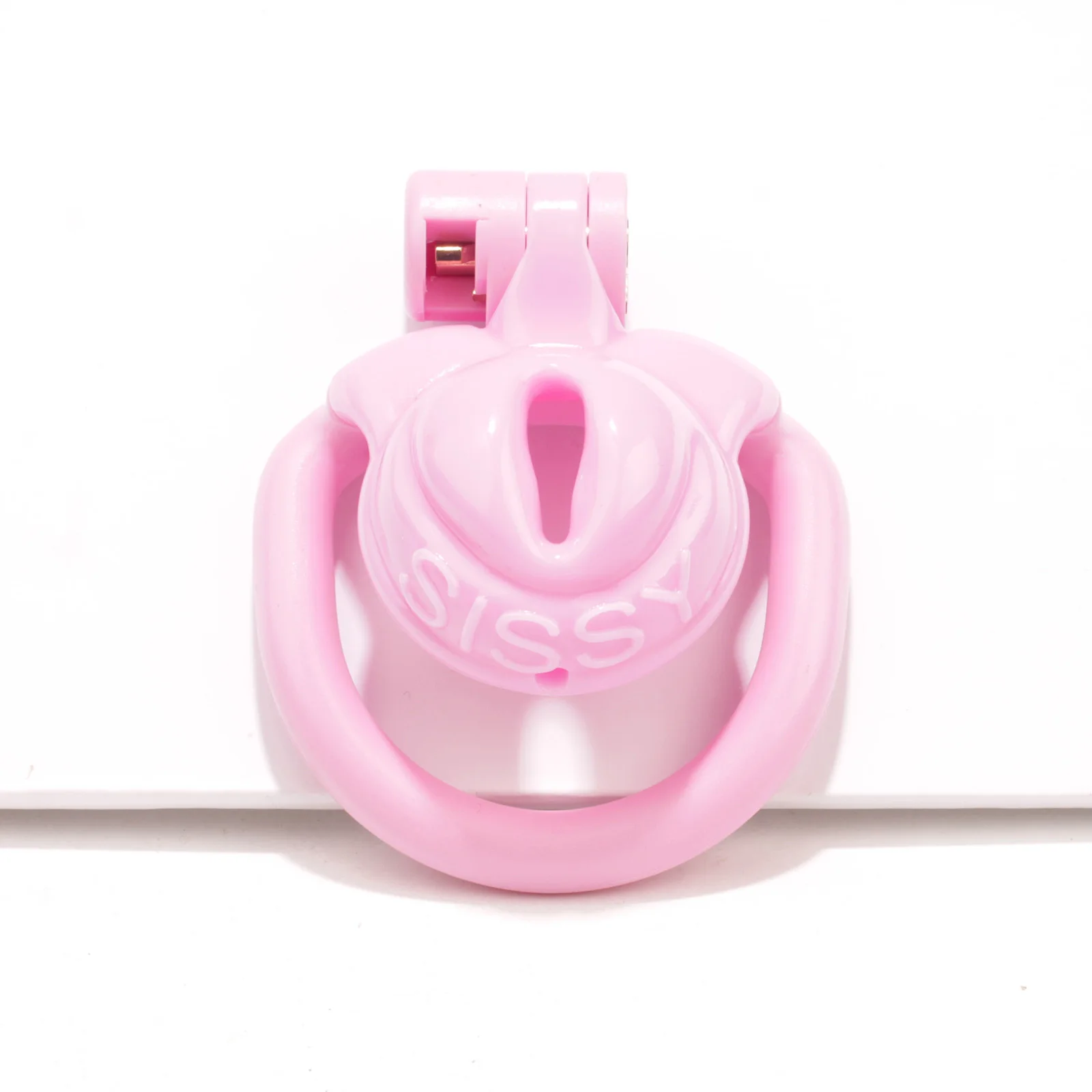 New Cute Male Sissy Negative Pink Chastity Lock Innie Chastity Cage Penis Binding Chastity Device Strap 4 Rings Adult Sex Toys