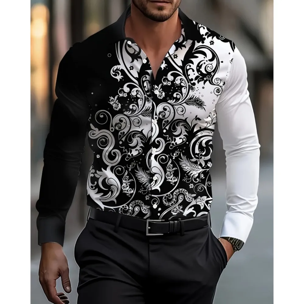 

New Men's Long-sleeved Shirt Flip Collar Single-breasted Design Men's Business Shirt Daily Fashion Trend Party Men's Shirt
