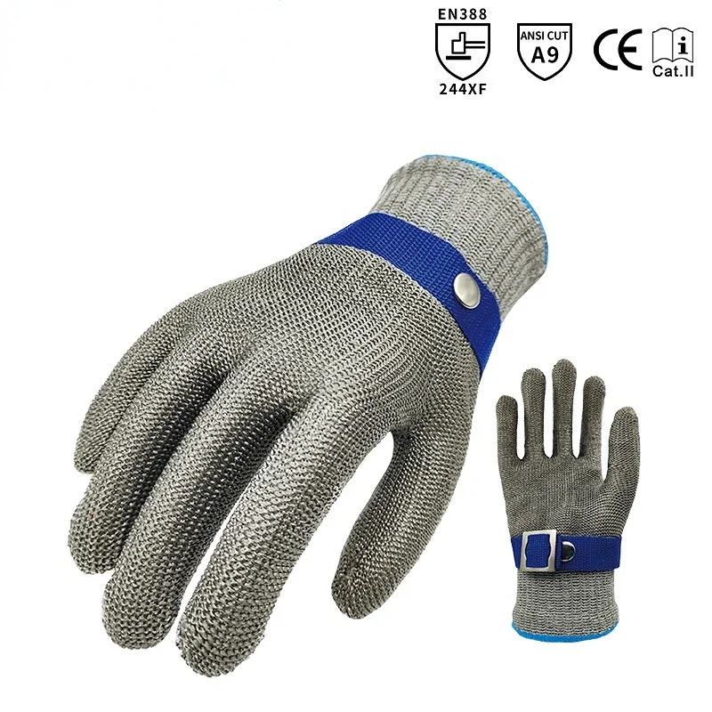 Tainless Steel Grade 9 Anti-cut Wear-resistant Slaughter Gardening Hand Protection Labor Insurance Steel Wire Gloves 1pcs