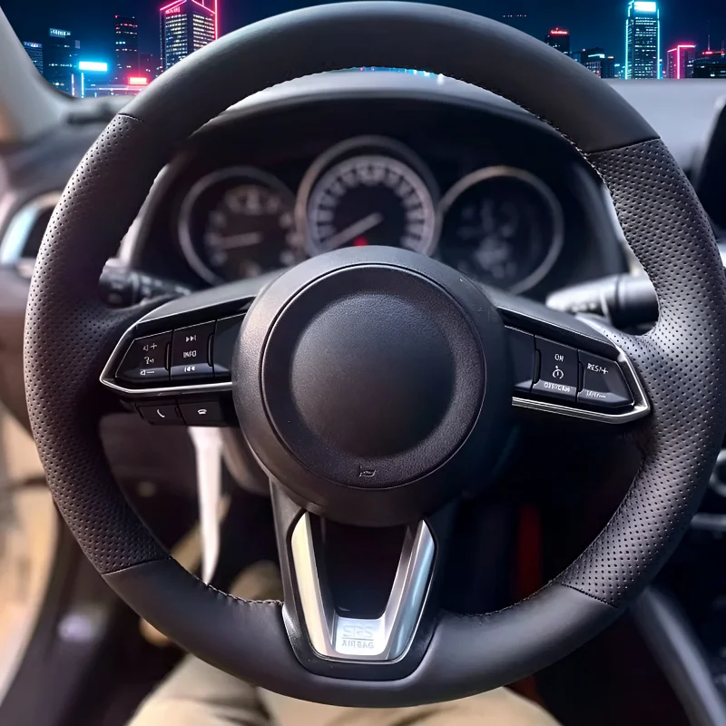 

For Mazda Atenza 18-21Models Hand-stitched Car Steering Breathable; wear-resistant; skid-proof full coverage modification desig