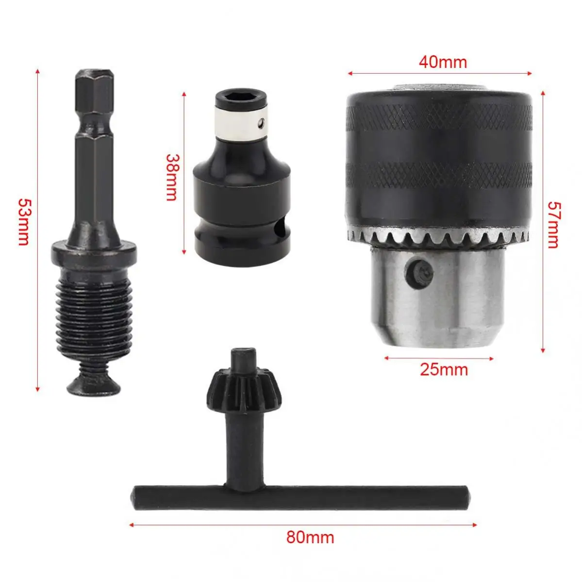 1/2inch Drill Chuck Adapter Chuck Drill with 1/4 Inch Quick Change Shank and 1/2Inch Adapter for Impact Guns Drill Bit Adapter