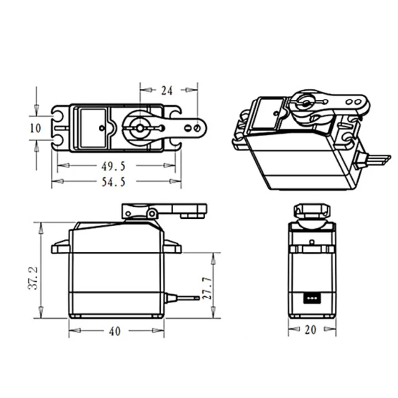 Dsservo 45kg Coreless DS3245 Digital Servo Metal Motor 7.4V Waterproof IP66 with 25T Servo Arm for RC Robot 1:8 1:10 Baja Car RC