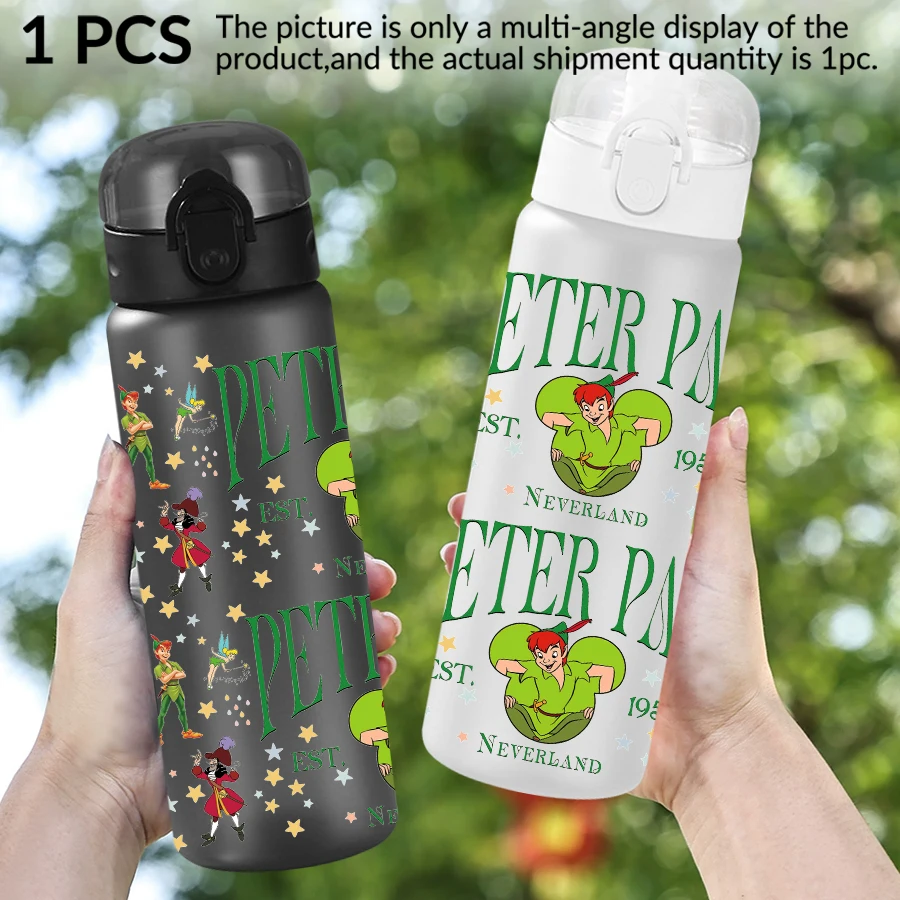 Botella de agua de plástico Disney, Peter Pan, Star, 26oz, taza de agua deportiva con cuerda elevadora, regalo de cumpleaños/retorno a la escuela, 1 ud.