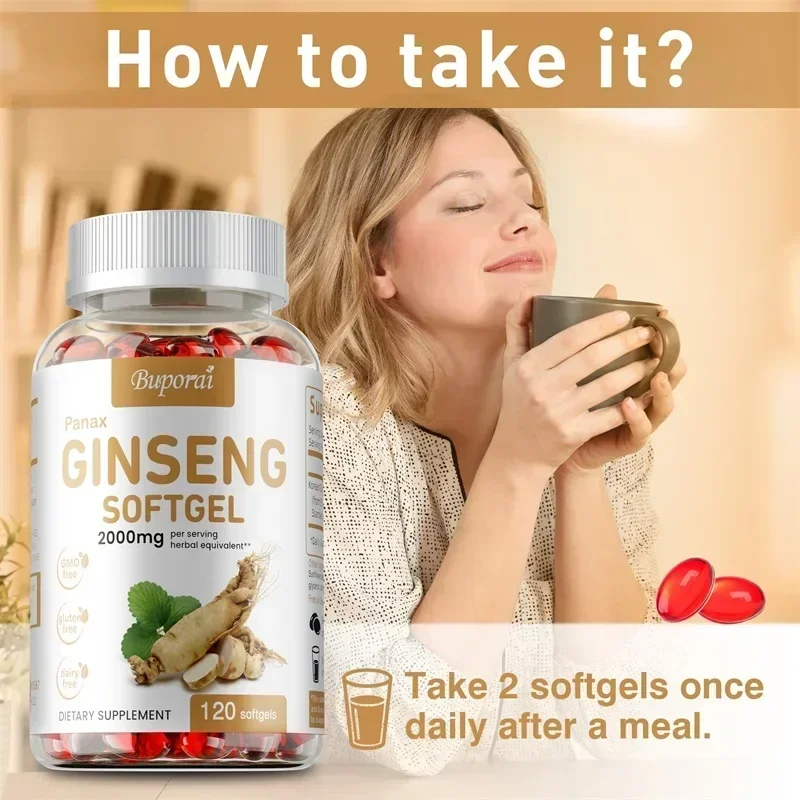 مكمل الجينسنغ الكوري الأحمر للرجال - قوة إضافية - الطاقة والتركيز والإنتاجية والأداء