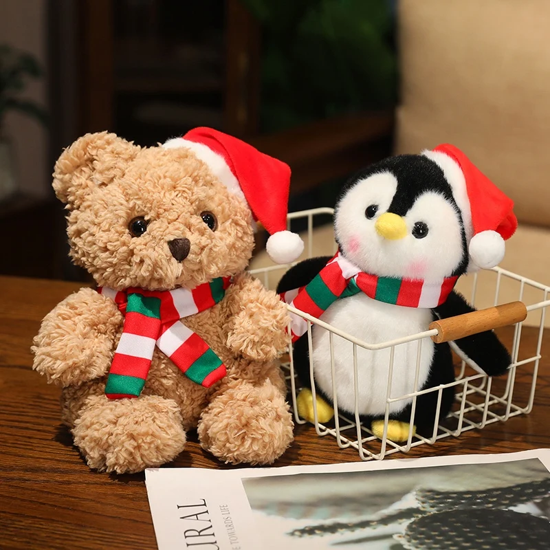 Xmas Series Teddy Bear Plush Toy Cartoon Creative Santa Claus Reindeer Rilakkuma Bear Stuffed Doll Kawaii Room Decor Kids Gifts