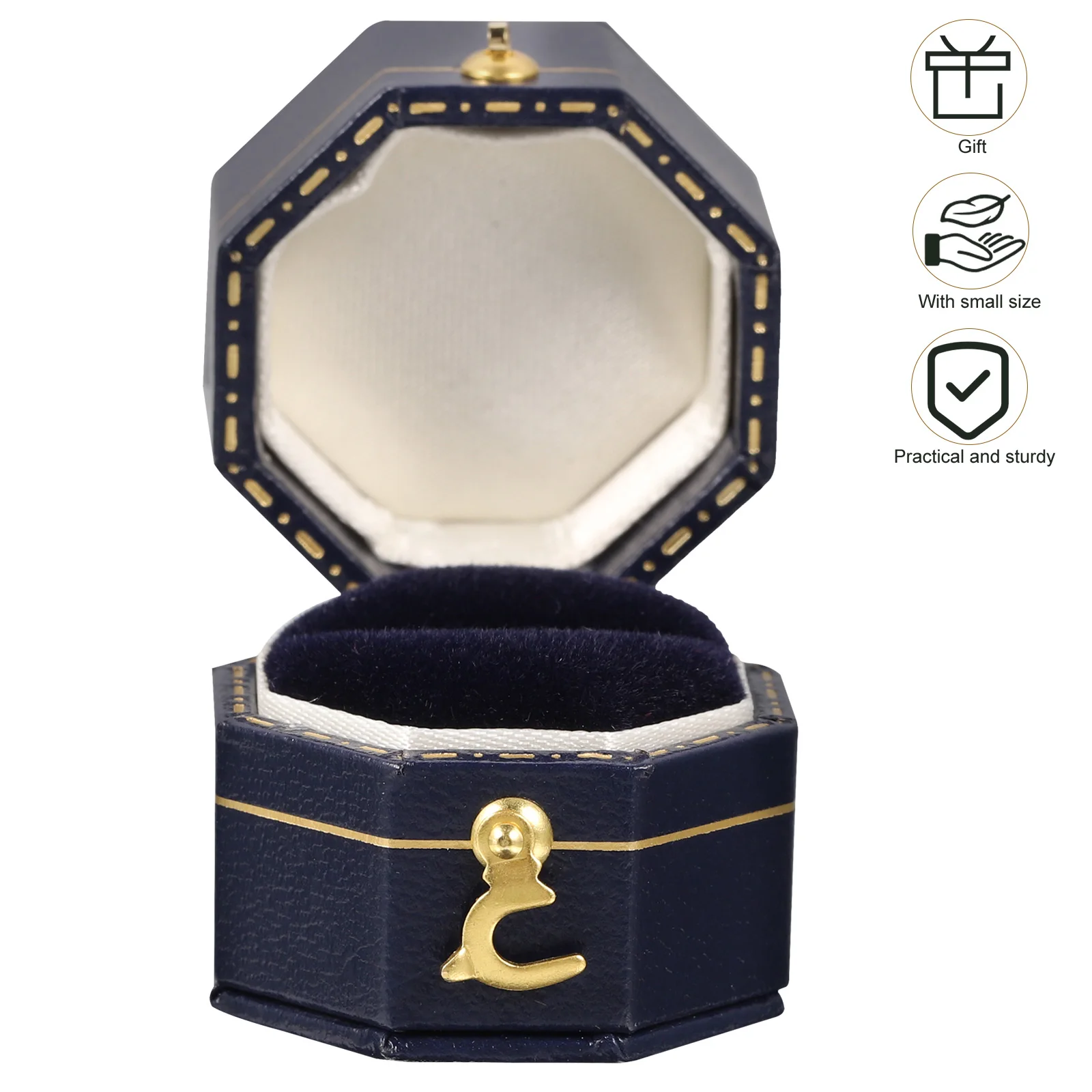 

Octagonal Ring Box Small Portable Jewelry Gift Wrapping Organizer Storage Case Romantic Decorations Anniversary Present