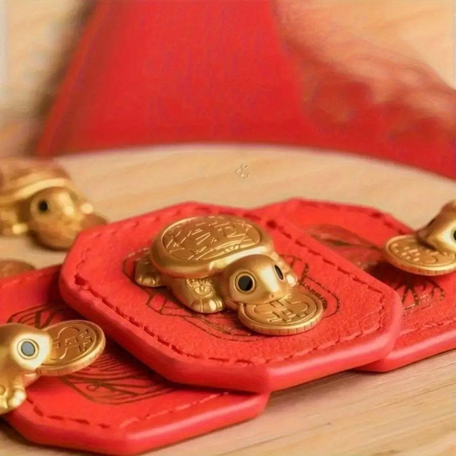 1/5/10/20/50/100pcs Handmade Golden Turtle Feng Shui Amulet - Chinese Style Copper Alloy Wealth Attracting Chapter, Ladies Luxur