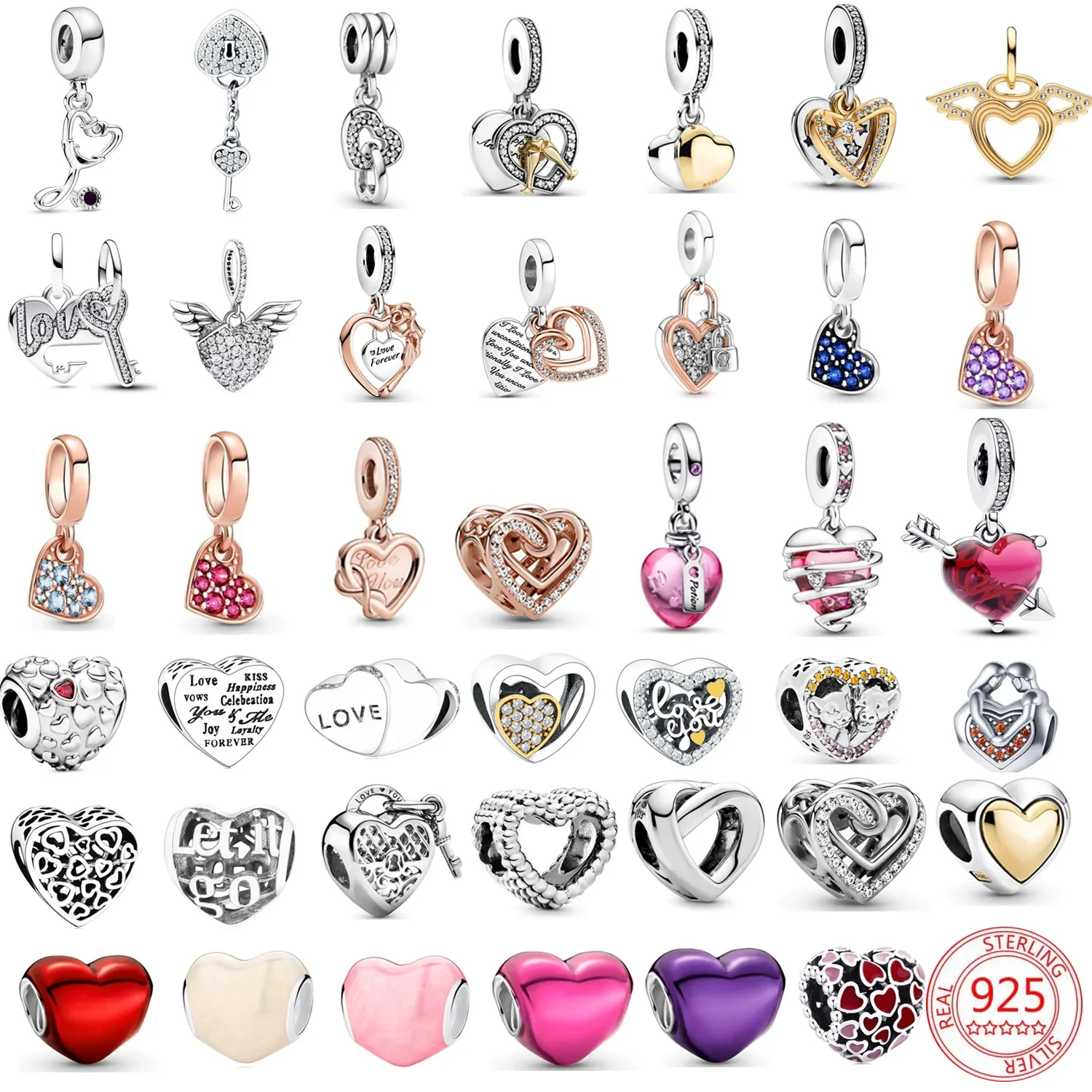 

NEW 925 Sterling Silver Angel Mom Family Love Heart Beads Charm Fit Original Pandora Charms Bracelets Women DIY Jewelry Gift