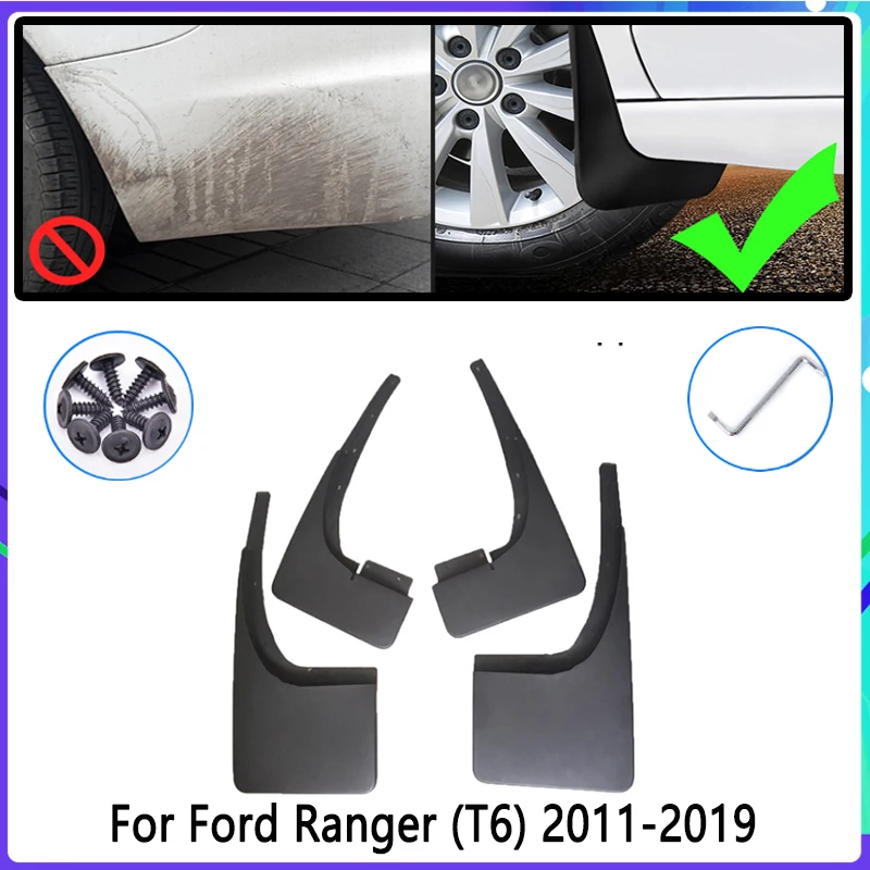 4 PCS Car Mud Flaps  for Ford Ranger T6 2011~2021 2012 2013 2020 2021 Mudguard Splash Guards Fender Mudflaps Auto Accessories