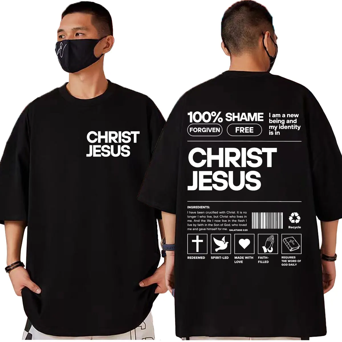 

Christian Jesus Bible Verse Print T-shirt Men Women Clothing Fashion Oversized T-shirts Summer Casual Cotton T Shirts Streetwear