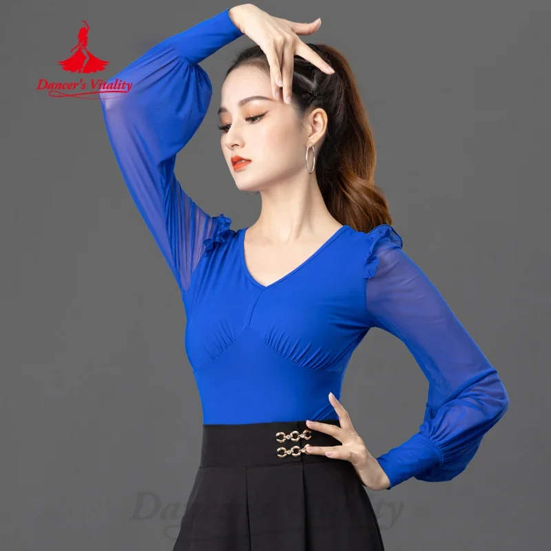 Latin Dance Training Clothing Women's Customization Comfortable Long Sleeved Practice Clothes Chacha Samba Modern Dancing Top