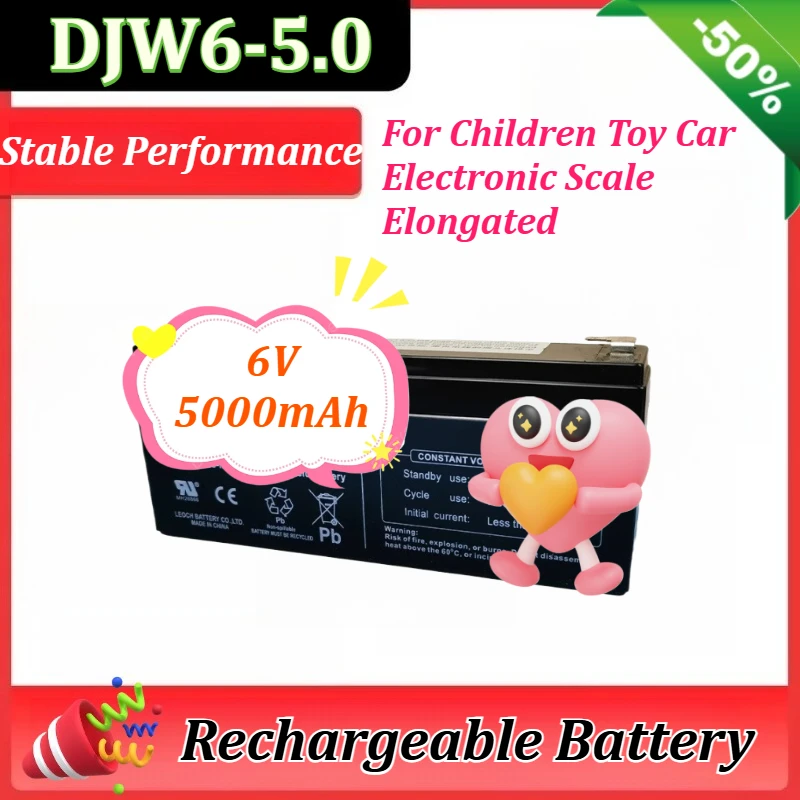 

6V 5Ah DJW6-5 DJW6-5.0 Battery Rechargeable Lead-acid Accumulator for Children Toy Car Electronic Scale Elongated Batteries