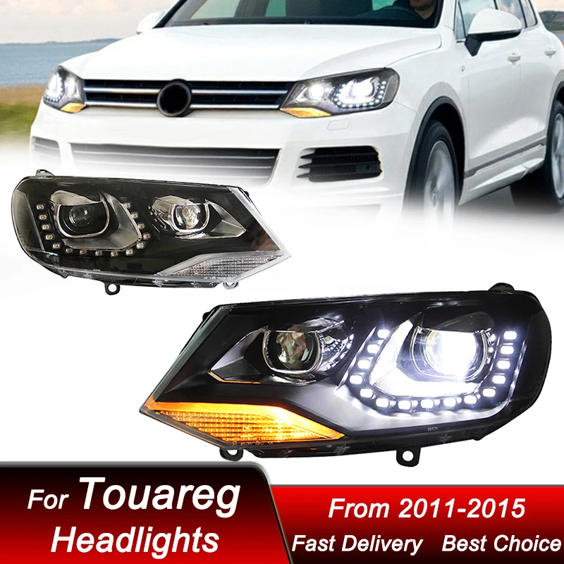 Car Headlights For VW Touareg 11-15 high style LED Auto Headlamp Assembly Upgrade High Configure Projector Lens Accessories Kit