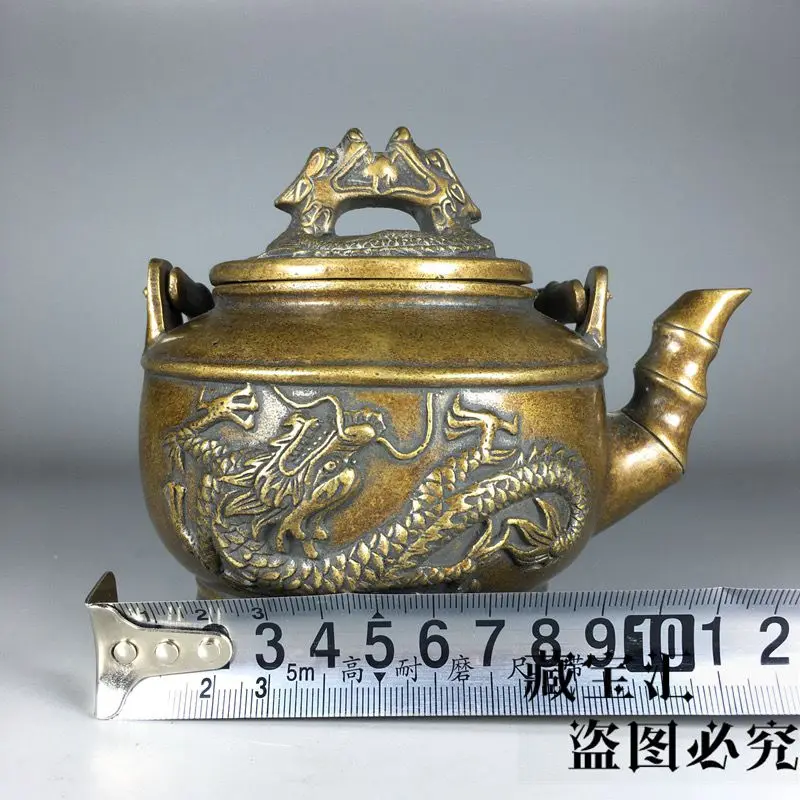Retro Bamboo‑shape handle dragon Teapot Ornament Decoration Tea Pet Figurines Desk Decor Accessories view 4
