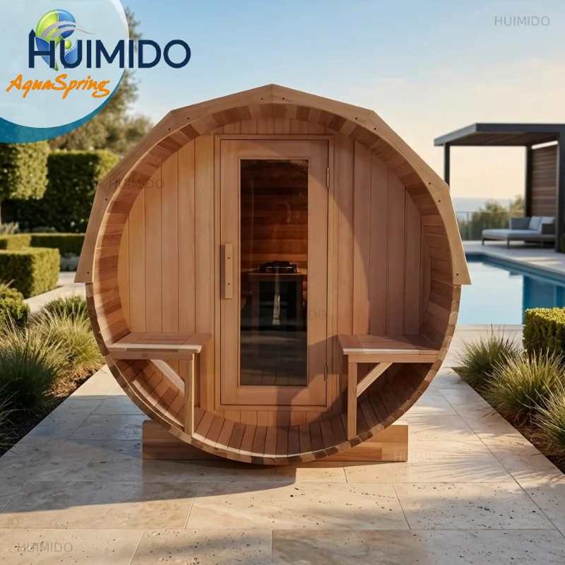 Factory customized 2-4 people outdoor sauna room Sequoia solid wood durable anti-corrosion hotel villa sauna room