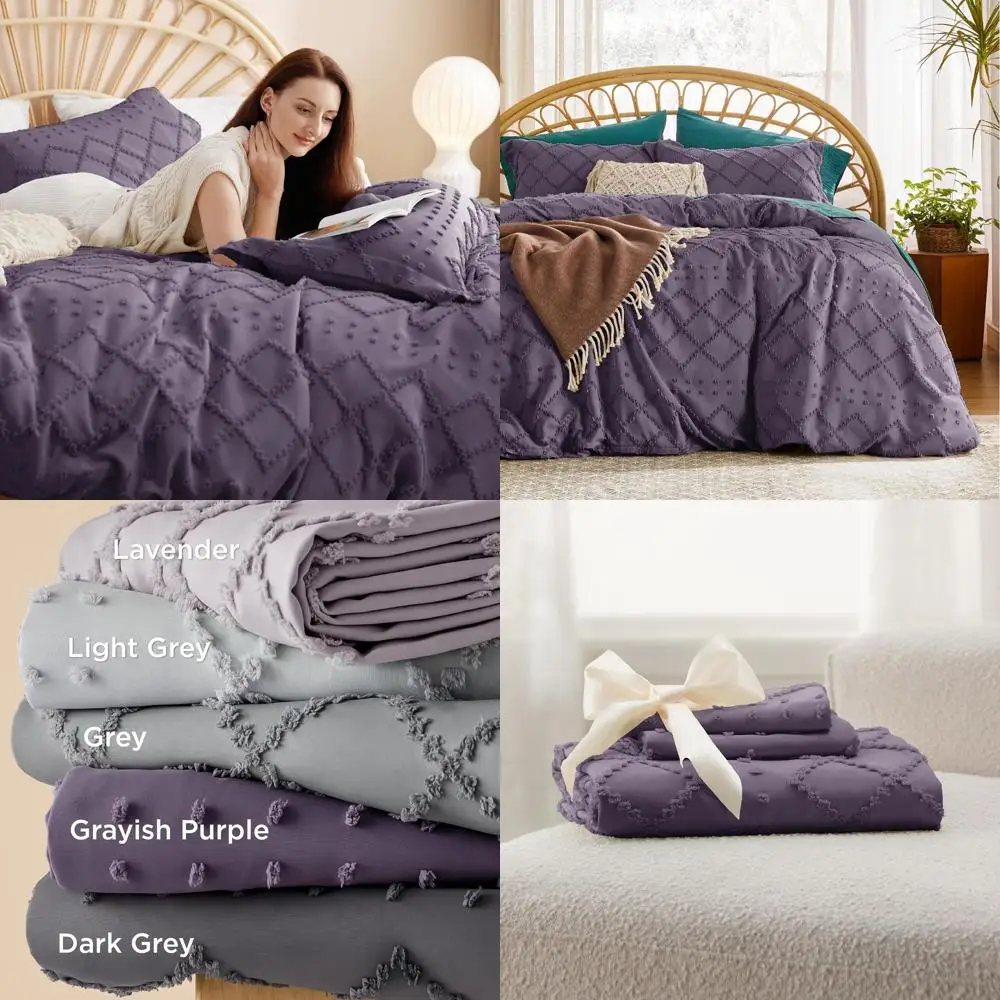 

Комплект пододеяльников King Size в стиле бохо - серый, дышащий, моющийся, подходит для всех сезонов, включает 1 пододеяльник 104x90 и 2 наволочки.