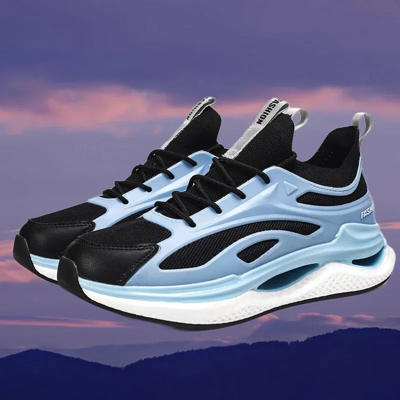 أحذية ركض رجالية ذات وسادة هوائية أحذية رياضية شبكية قابلة للتنفس لممارسة الرياضة والمشي كاجوال ونعل ناعم للراحة