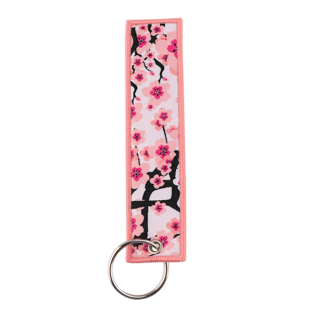 Cherry Blossom Embroidery Key Fobs Moon Key Tag Cartoon Keychain For Car Keys Backpack Key Ring Holder Chaveiro Jewelry Gifts