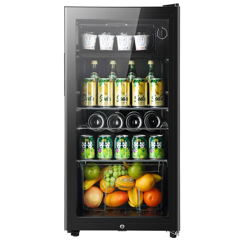Household ice bar refrigerated fresh-keeping cabinet, small refrigerator with lock hotel constant temperature display cabinet