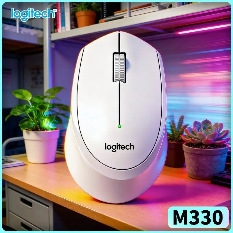 Logitech M330 Silent Wireless Mouse Portable 2.4G USB Nano Receiver Thick Store for Home Office Laptop PC Mac Stand