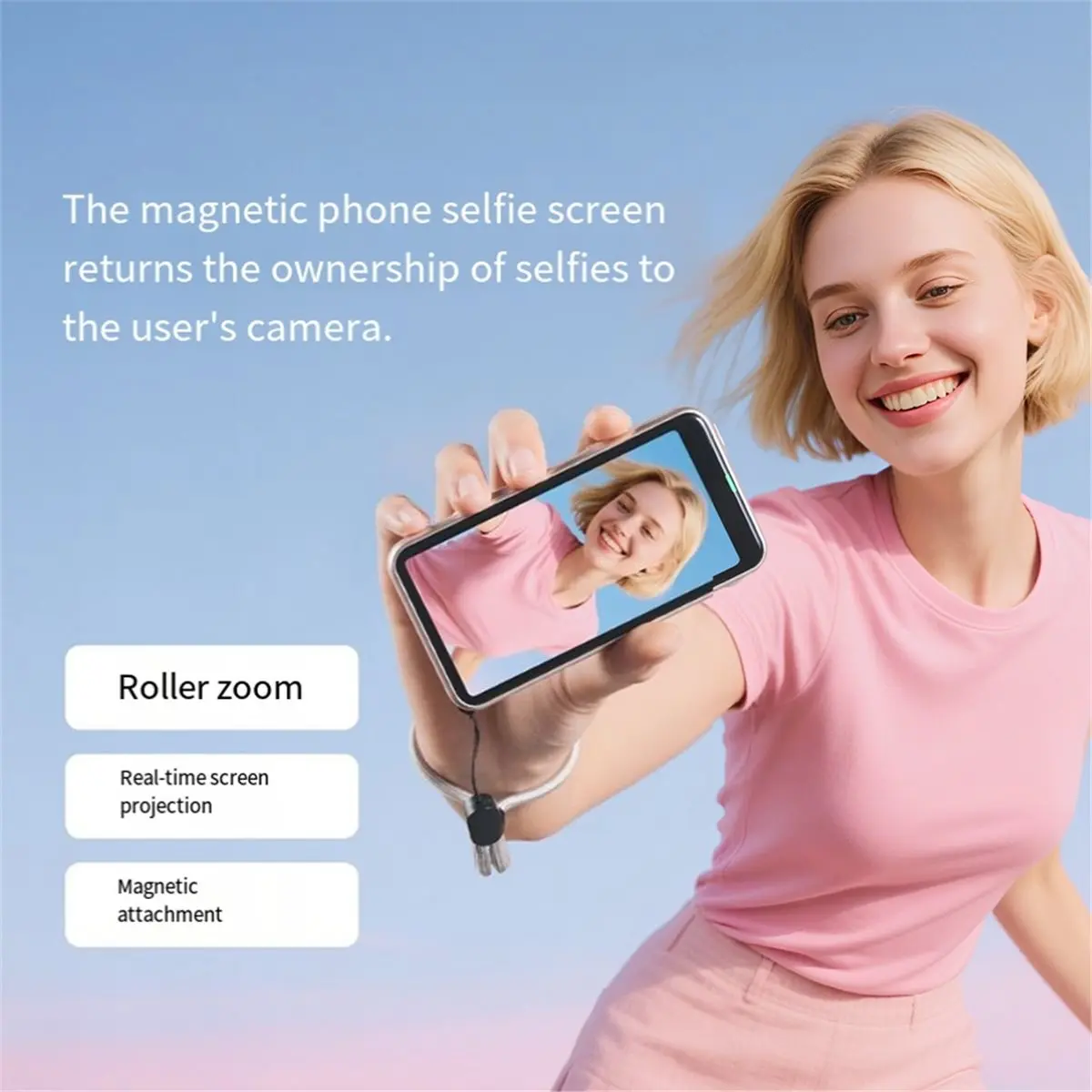 Magnetic Phone Selfie Monitor Screen for Android Vlog Selfie Screen for ZOOM Control & Live Streaming