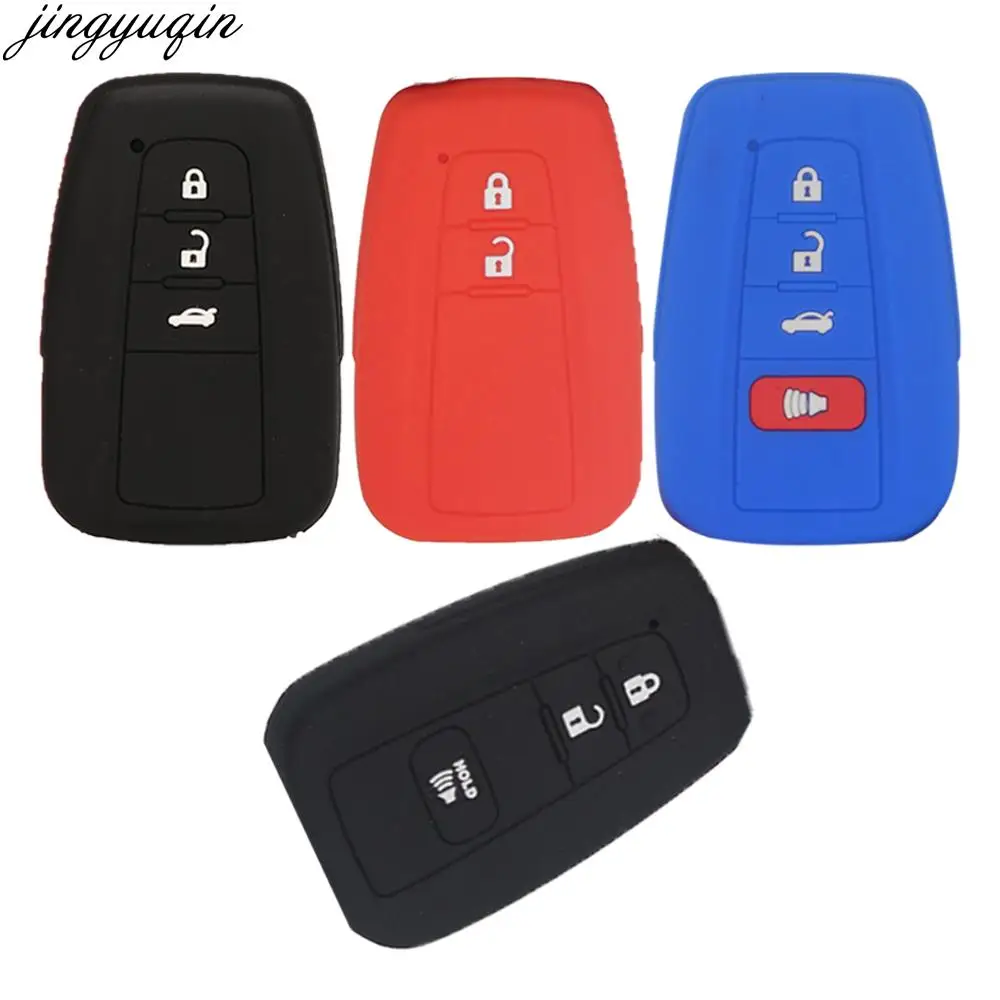 Jingyuqin Smart Car Key Silicone Rubber Case Cover For Toyota Prius CHR Camry Crown Prado Highlander RAV4 2016-2020 2/3/4 Button