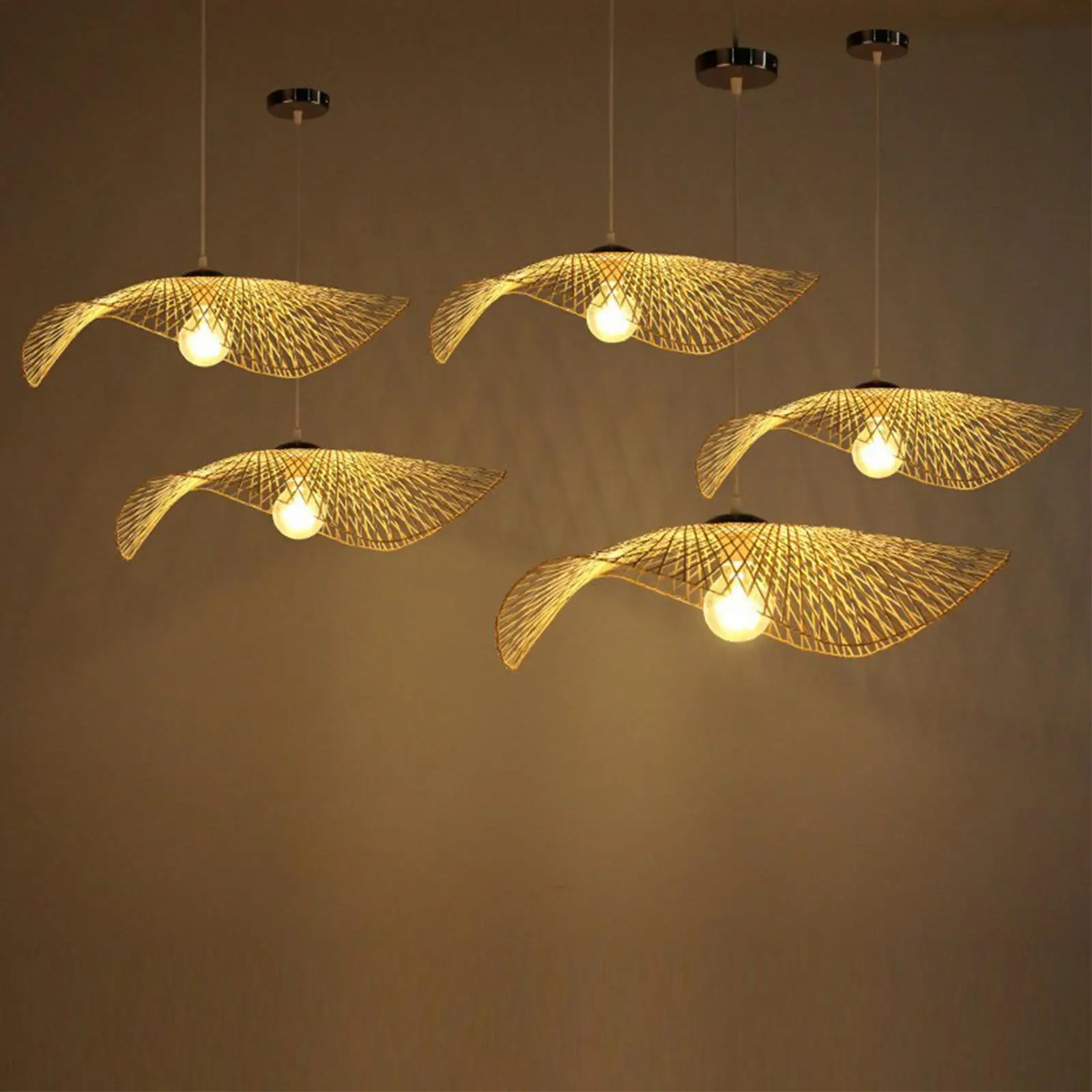 Hanging Ceiling Lights Bamboo Wicker Chandelier for Living Room Hallway