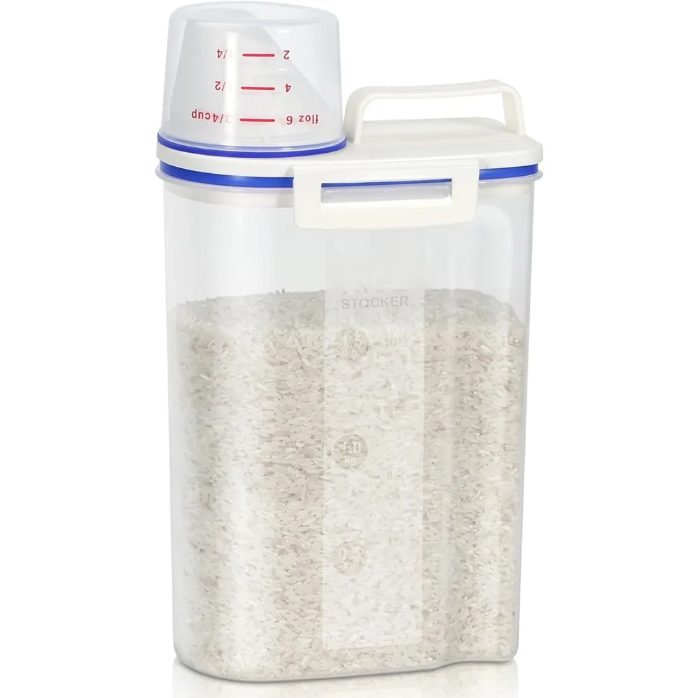 Lebensmittelaufbewahrungs-Reisglas, 4,5 kg, 1/2 kg, Reisspender mit Messbecher, BPA-freies Kunststoff-Lebensmittelregal für die Küche für Haferflocken