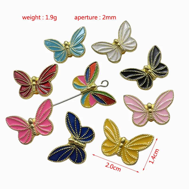 

10pcs 9-Color 14*20mm Colorful Cute Perforated Butterfly Connector Handmade Oil Dripping Accessories Bracelet Necklace Supplies