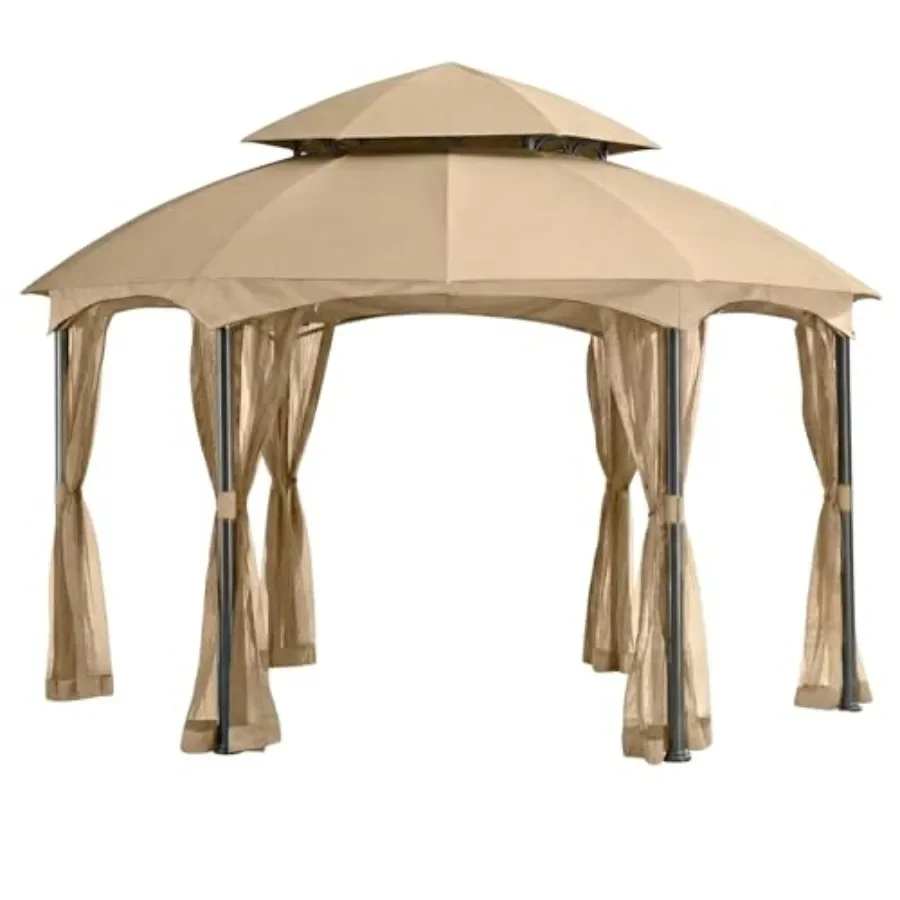 Reinforced RipLock 350 Replacement Canopy Top and Netting Set Compatible with Heritage 12' x 12' Hexagon Gazebo Models L-GZ793P