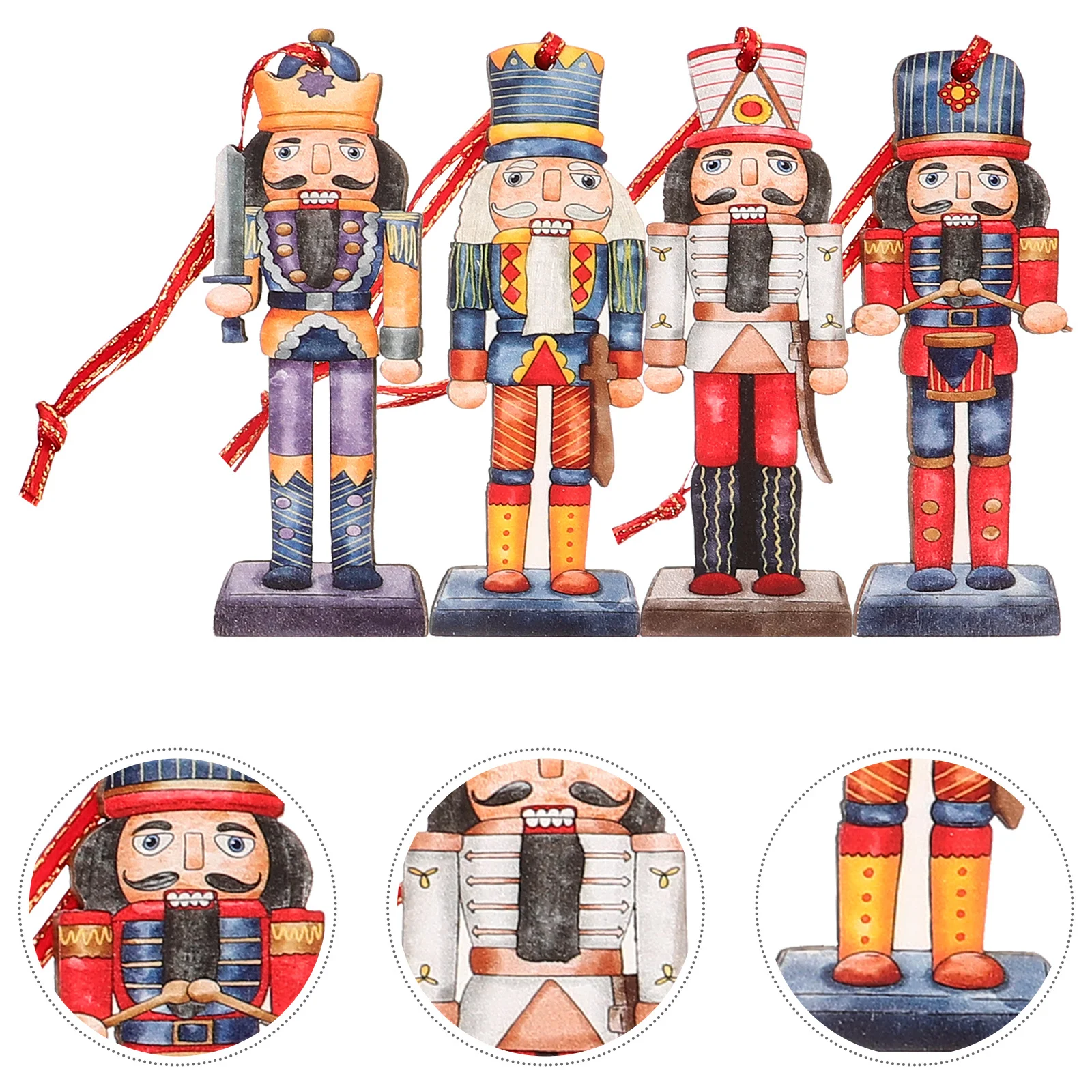 

4Pcs Nutcracker Soldiers Xmas Hanging Decorations Christmas Tree Pendants Holiday Party Ornaments Decor Nutcracker Soldiers